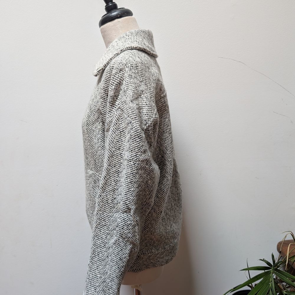 J.O.A. Women's Gray Herringbone Biker Style Jacket - Picture 5 of 13